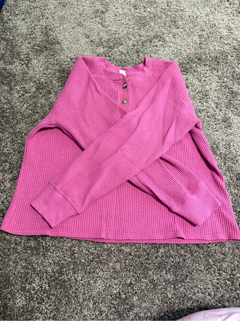 Old Navy Pink Waffle Henley Long Sleeve Top